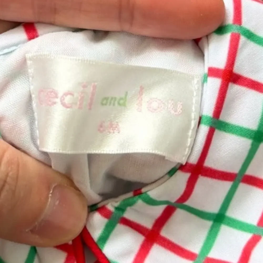 Cecil & Lou 6M Red White Green Plaid Christmas Tree Jumpsuit